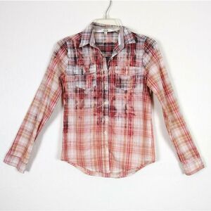 Custom Bleach Dyed Plaid Button Up Shirt